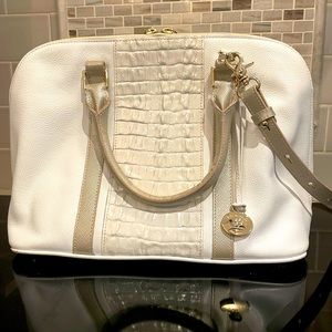 Brahmin White Leather Bag with Optional Shoulder Strap